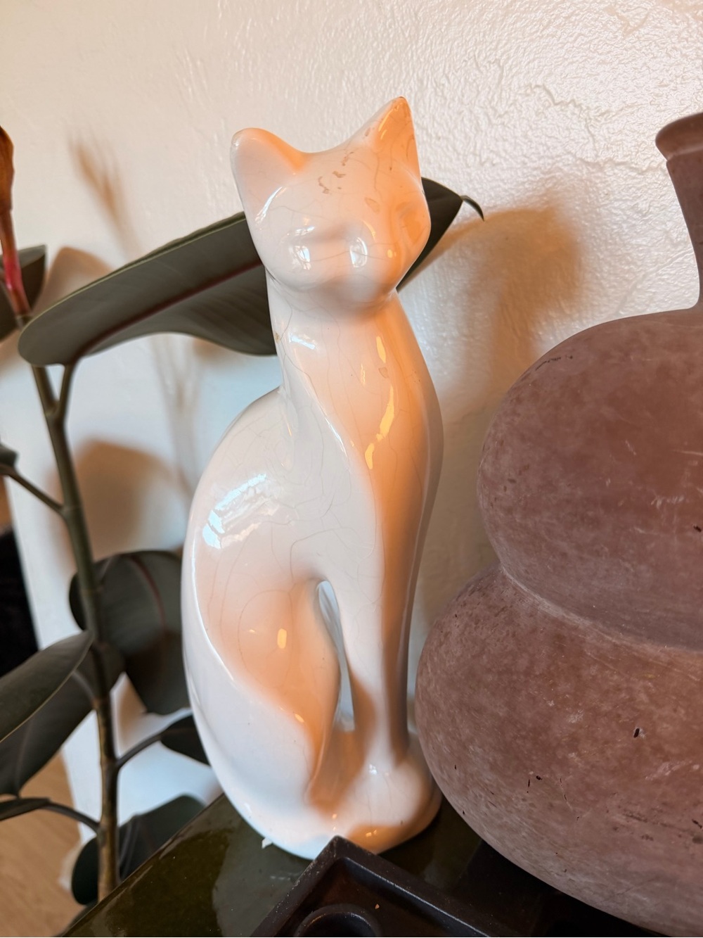 Ceramic White Cat Figurine